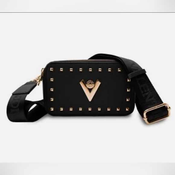Valentino Orlandi Handbags - NWT VALENTINO ORLANDI Studded Double Zip Crossbody Camera Bag - Black